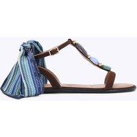 Carvela Suede Embellished Scarf Tie Flat Sandals Brown