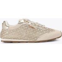Carvela Leather Lace Up Laser Cut Sparkle Trainers Silver