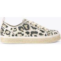 Carvela Leopard Print Metallic Lace Up Trainers Silver