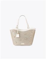 Carvela Raffia Metallic Starfish Tote Bag Silver