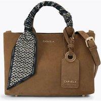Carvela Leather Satin Scarf Cross Body Mini Tote Bag Tan