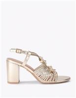 Metallic Starfish Block Heel Sandals