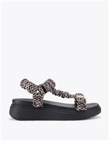 Satin Printed Flatform Sandals