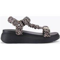 Carvela Satin Printed Flatform Sandals Black