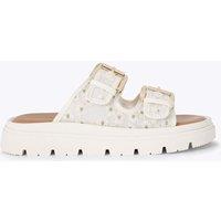 Carvela Mesh Floral Embroidered Flatform Sliders White