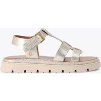 Carvela Leather Metallic T-Bar Flatform Sandals Silver