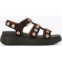 Carvela Suede Studded Wedge Sandals Brown