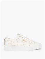 Carvela Mesh Floral Lace Up Trainers White