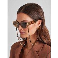 Katie Loxton Acetate Chunky Cat Eye Sunglasses Chain Gold