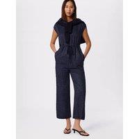 Whistles Pure Lyocell Checked Sleeveless Jumpsuit Blue Mix