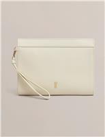 HOBBS Leather Bracelet Handle Clutch Bag Blue