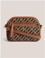 HOBBS Leather Cross Body Bag Brown Mix