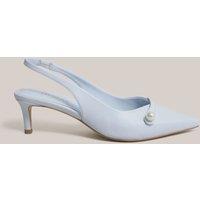 HOBBS Leather Kitten Heel Slingback Shoes Blue