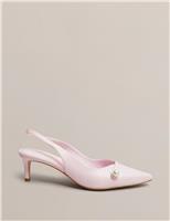HOBBS Leather Kitten Heel Slingback Shoes Blue