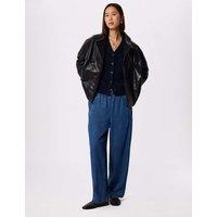 Whistles Pure Cotton V-Neck Cardigan Navy