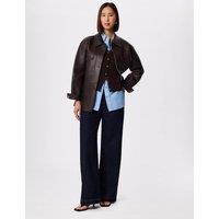 Whistles Cotton Rich V-Neck Knitted Vest Chocolate