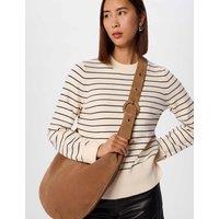 Whistles Cotton Rich Striped Crew Neck Jumper Ivory Mix
