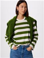 Whistles Pure Cotton Striped T-Shirt Green Mix