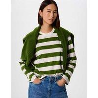 Whistles Pure Cotton Striped T-Shirt Green Mix