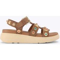 Carvela Suede Studded Wedge Sandals Tan