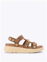 Suede Studded Wedge Sandals