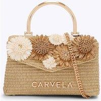 Carvela Raffia Embellished Top Handle Grab Bag Beige Mix