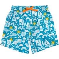 Frugi Pure Cotton Printed Shorts (2-10 Yrs) Blue