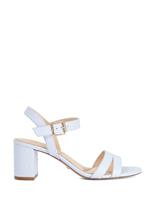 Dune London Leather Ankle Strap Block Heel Sandals Blue