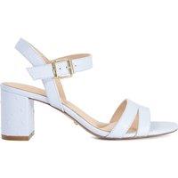 Dune London Leather Ankle Strap Block Heel Sandals Blue