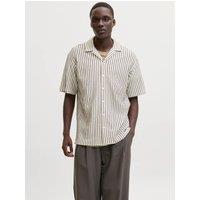 JACK & JONES Cotton Rich Jersey Printed Short Sleeve Shirt White Mix