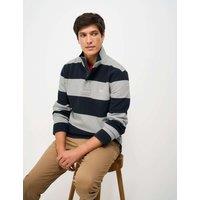 Crew Clothing Cotton Rich Striped Half Zip Sweatshirt Charcoal Mix