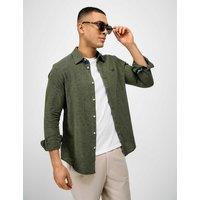 Crew Clothing Regular Fit Cotton Linen Blend Shirt Khaki