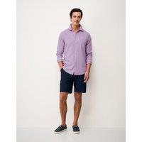 Crew Clothing Regular Fit Cotton Linen Blend Shirt Lilac