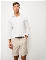 Crew Clothing Regular Fit Cotton Linen Blend Shirt Lilac