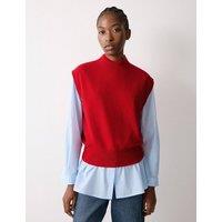 Jigsaw Pure Wool Textured Knitted Vest Red
