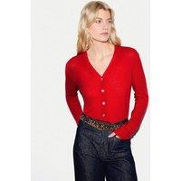 Jigsaw Cashmere Blend V-Neck Cardigan Bright Red