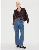Jigsaw Floral V-Neck Blouse Burgundy Mix