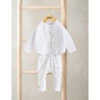 Mamas & Papas 3 Piece Quilted Jacket Bodysuit & Bottoms Outfit (6lbs-6 Mths) White