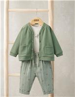 3 Piece Pure Cotton Gingham Outfit (7lbs-12 Mths)