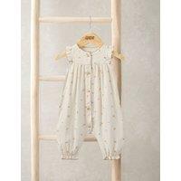 Mamas & Papas Pure Cotton Floral Frill Shoulder Romper (0-12 Mths) Pink