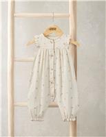 Pure Cotton Floral Frill Shoulder Romper (0-12 Mths)