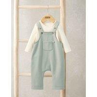 Mamas & Papas 2 Piece Dungarees & Bodysuit Outfit (7lbs-12 Mths) Grey