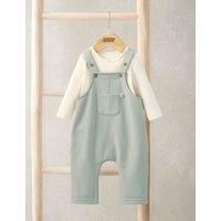 Mamas & Papas 2 Piece Dungarees & Bodysuit Outfit (7lbs-12 Mths) Grey