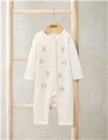 Pure Cotton Embroidered Teddy Romper (7lbs-12 Mths)
