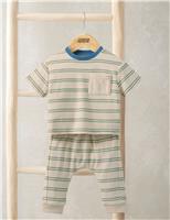 2 Piece Towelling Striped T-Shirt Outfit (0-36 Mths)