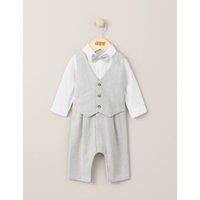 Mamas & Papas Cotton Rich Mock Waistcoat Romper (7lbs-24 Mths) Cream