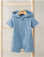 Mamas & Papas Cotton Rich Zip Romper (9 Mths-3 Yrs) Blue