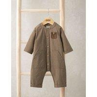 Mamas & Papas Pure Cotton Checked Romper (0-24 Mths) Beige