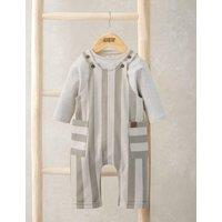 Mamas & Papas 2 Piece Striped Dungarees & Top Outfit (0-36 Mths) Green