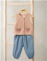 Mamas & Papas 2 Piece Pure Cotton Strawberry Outfit (0-12 Mths) Blue